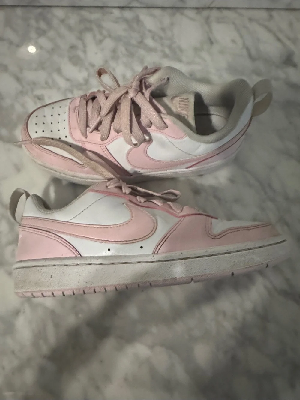 Nike Kids White and Light Pink Low-Top Sneakers